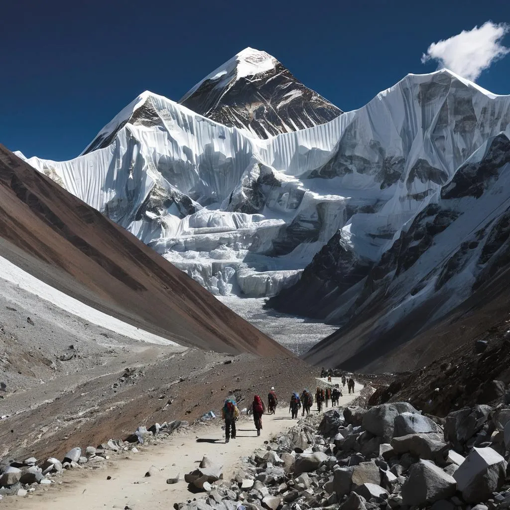 trekkers are required to obtain permits to enter the Sagarmatha National Park, where Mount Everest